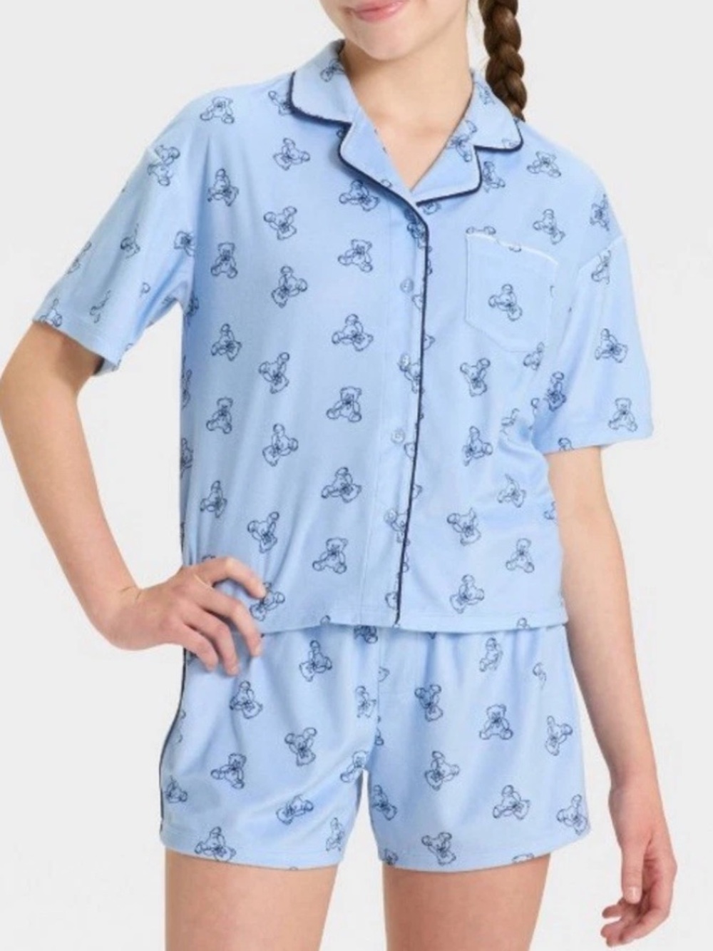 Art Class Girls' Bear Short Sleeve Button-Down Pajama Set